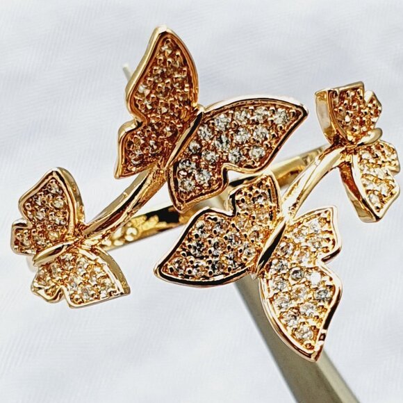 Sweet Open Twisted Resizable Butterfly Rings for Women, EVGG1401 - Picture 4 of 7